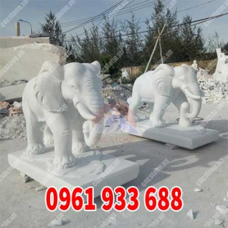 Mẫu cặp voi trắng đẹp, điêu khắc tinh xảo