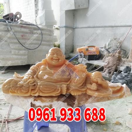 M21 tượng Phật Di Lặc ngồi cùng trẻ con đá ngọc hoàng long