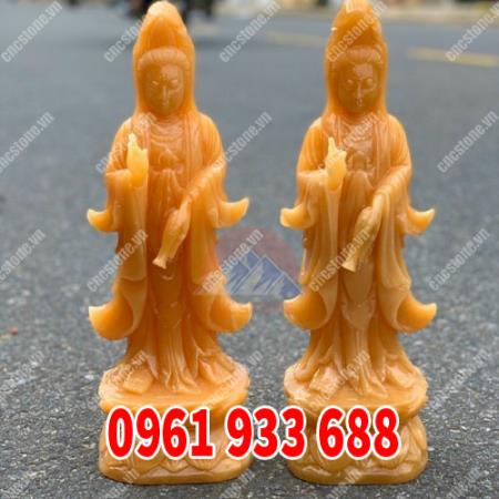 M50 cặp tượng Phật Quan Âm đá ngọc Hoàng Long