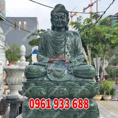 M8 Tượng Phật ngồi và Quan Âm đứng đá xanh ngọc ấn độ
